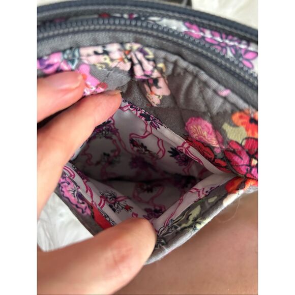VERA BRADLEY RFID MINI HIPSTER HOPE BLOOMS id bag wallet crossbody gray - Picture 6 of 8